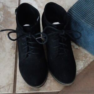 Rocketdog black suede Lace-up ankle boots with chunky heel